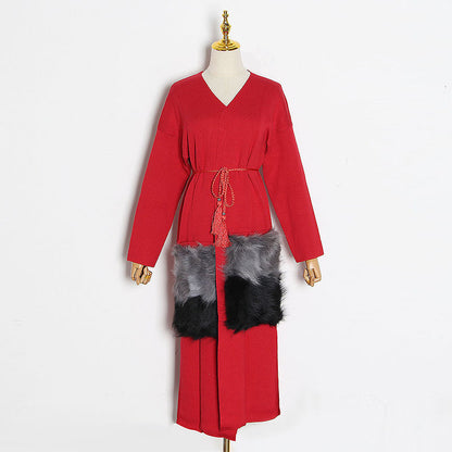 Goods Australian Brand Socialite Sweater Autumn Loose Rabbit Fur Large Pocket Knitted Cardigan Women