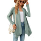 Women Clothing Autumn Winter Solid Color Loose Long Sleeves Cardigan Coat Women