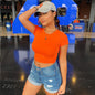 Summer T shirt Women Short Sleeve Fit Skinny Solid Color Short Sleeve round Neck Top Bottoming Shirt