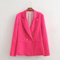 Autumn Women Clothing Gold Buckle Blazer Fashion Temperament  Slim   Niche High Grade Blazer Coat