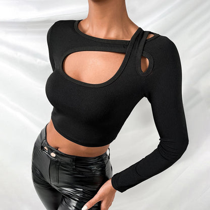 Women Clothing Short Slim Fit Sexy Long Sleeve T shirt Outer Wear Underwear Top