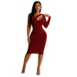 Summer Women Clothing Sexy Tight Hollow Out Cutout Shoulder One-Sleeve Midi Dress