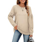 Women Clothing Autumn Winter Solid Color  Round Neck Stitching Long Sleeved Top Women Sweatshirt