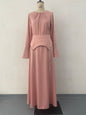 Autumn Solid Color Long Sleeve Rhinestone Encrusted Chain Waist Dress