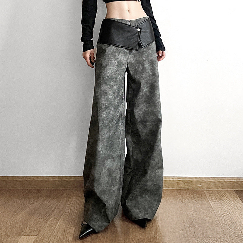 Autumn Winter Women Clothing Street High Waist Loose Wide Leg Pants Women