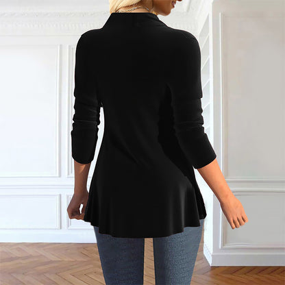 Fashionable Sequ Stitching Faux Two Piece Long Sleeved Top for Women