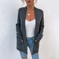 Sweater Women Autumn Winter New  Twist Mid-Length Pocket Knitted Cardigan Coat