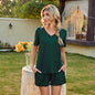 Cotton V neck Casual Suit Home Wear Short Sleeve Shorts Pajamas