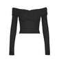 Light Mature Woman Solid Color Pleated Cross Tight Long Sleeve Autumn Winter Elegant Bottoming Top