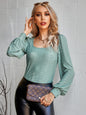 Autumn Winter Women Clothing Solid Color U Collar Openwork Knitted Top