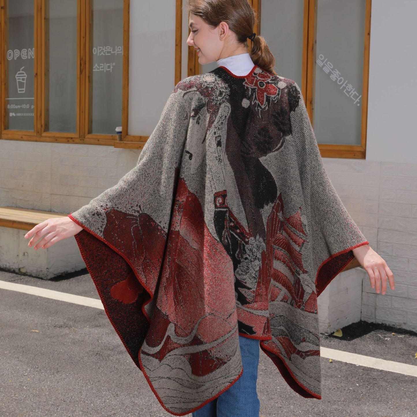 Princess Shawl Ladies Travel Photo Shawl Retro Thickened Jacquard Split Shawl