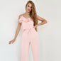 Summer Ice Silk French Spaghetti Strap Ruffle Design Comfortable Cool Women Pajamas Set Home Wear