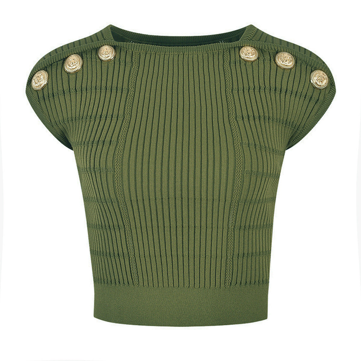 Summer Wide Shoulder Sleeveless Knitted T shirt Women Short Sleeved Coat High Quality