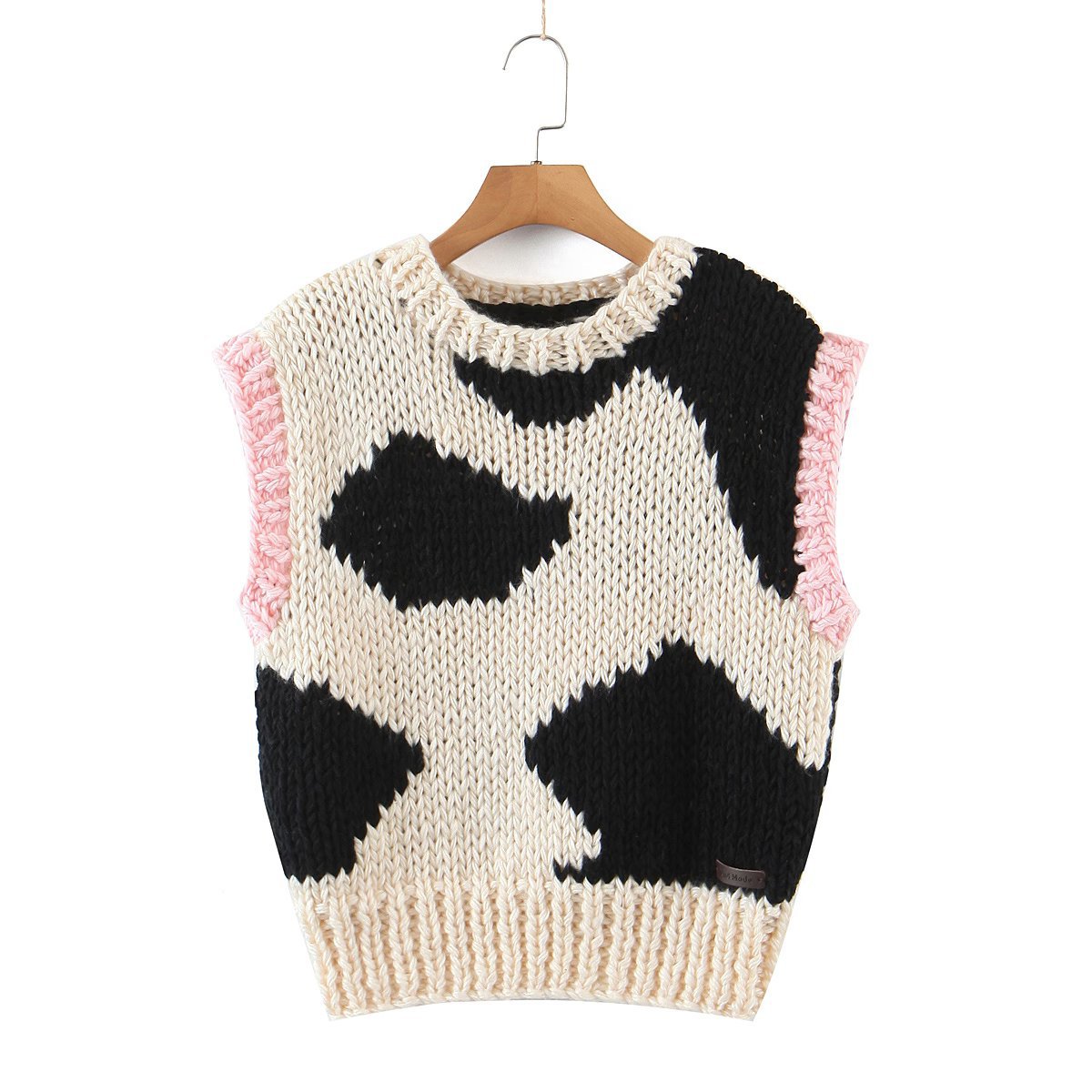 Autumn Handmade Jacquard Cow Vest Loose Fitting Waistcoat