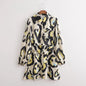 Summer Women Clothing Lightly Mature Polo Collar Long Sleeve Leopard Print Casual Dress