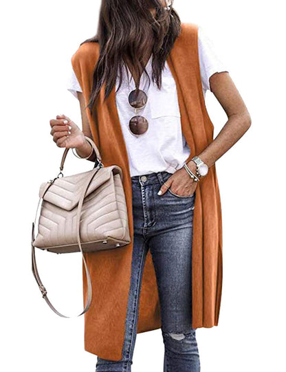 Solid Color Casual Mid-Length Vest Six Colors Size