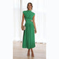 Sweet Street Summer Stand Collar Solid Color Cropped Outfit Maxi Dress