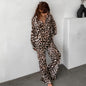 Autumn Leopard Print Long-Sleeved Trousers Women Homewear Loose Casual Comfortable Pajamas Suit