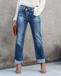 Urban Casual Washed out Women Straight Leg Denim Trousers