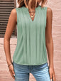 Women Clothing Summer Elegant Pleated V neck Vest Women Top T