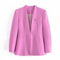 Summer Women Clothing Retro No Collared Blazer