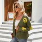 Cute Smiley Face Women Clothing Smiley Knitted Sweater Cardigan Long Sleeve Loose Knitted Sweater Coat