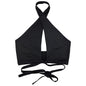 Slim Fit Cross Halterneck Hollow Out Cutout Criss Cross Backless Belt Lace up Sexy