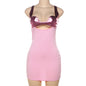 Summer Women Sexy Color Matching Hollow Out Cutout out Camisole High Waist Hip Wrapped Dress