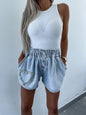 Summer Casual Heavy Industry Rhinestone All Matching Denim Shorts Women