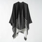 Shawl Four Seasons Double Sided Tassel Slit Knitted Warm Cloak Robe Dual Use Blanket Scarf