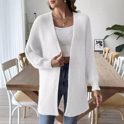 Women Cardigan Autumn Winter Casual Woven Shirt Mink like Sweater Coat