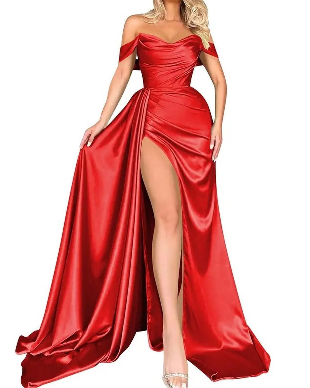 Cocktail High Slit Sexy Host Off Shoulder Slimming Party Evening Dress