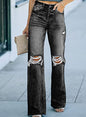 Summer High Waist Water Washed Hole Casual Denim Trousers