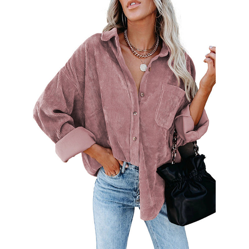 Autumn Winter Women Clothing Oversize Women Corduroy Loose Casual Shirt