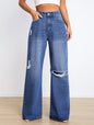 Ripped Jeans Women High Waist Wash Trousers Unique All Match Ripped Jeans
