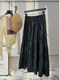 Autumn Pleated High Waist Slimming All Match Tutu Women Clothing Leather Skirt Casual Pleated A line Skirt