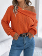 Autumn Winter Casual Sexy Collared Off The Shoulder Twist Long Sleeve Pullover Women Clothing