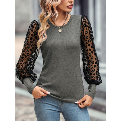 Fashionable T shirt Women Spring Slim Fit Slimming Color Matching Long Sleeve Top