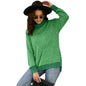 Autumn Winter Long Sleeve High Collar Loose Contrasting Color Cuff Scarf T shirt Top Women