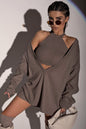 Autumn   Sexy Vest V neck Long Sleeve Loose Pullover Two Piece Set for Women