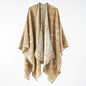 Women Scarf Shawl Retro Big Name Double Sided Tassel Split Cloak