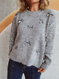 Autumn Winter Loose Bow Design Knitwear Top Women Sweet Sweater Pullover