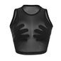 Summer Women round Neck Sleeveless See-through Mesh Patchwork Palm Creative Vest for Women