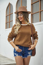 Fall Women Clothing Patchwork Stripes round Neck Knitwear Pullover Sweater