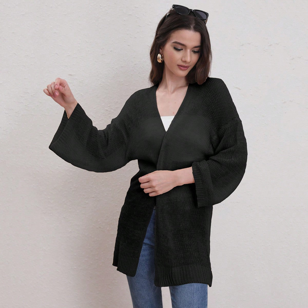 Women Out Cutout out Knitted Cardigan Top Casual Coat Women Sweater Top