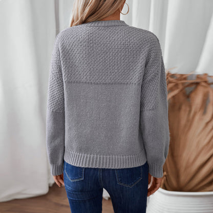 Women Clothing Autumn Winter Casual Round Neck Long Sleeve Pullover Women Knitted Sweater Top