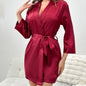 Pajamas Women Summer Women Lace Up Bathrobe Sexy Morning Gowns Homewear Can Be Worn Outside Ice Silk Robe