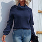 Solid Color Polo Collar Women Knitted Sweater Autumn Winter Pullover Zipper Sweater for Women