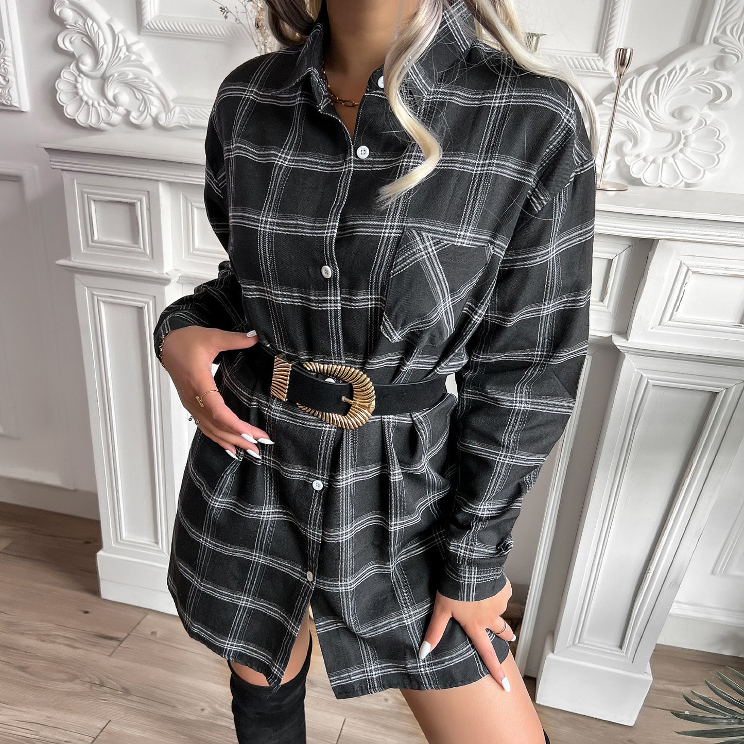 Women  Clothing Coat Collared Shirt Dress