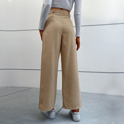 Autumn Women Clothing Straight Solid Color Casual Trousers